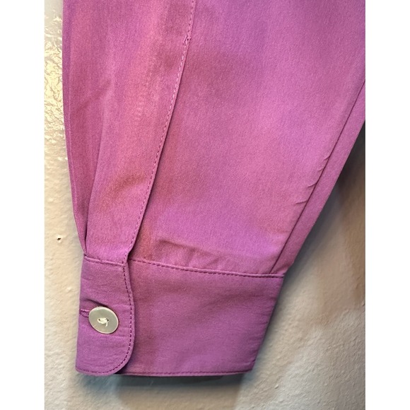 Travel Smith Tunic Top Womens Medium Purple Button Up Long Sleeve Front Pocket - Picture 7 of 12